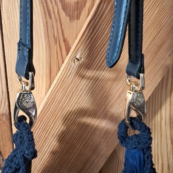 Hand Crafted Knit Three Triangle Cotton Bag Purse Tote Hobo - Picture 7 of 14